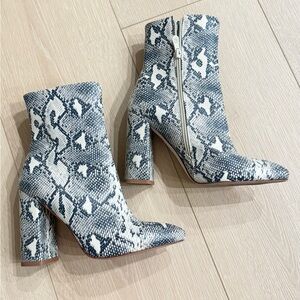 Snakeskin Patterned Ankle Boots